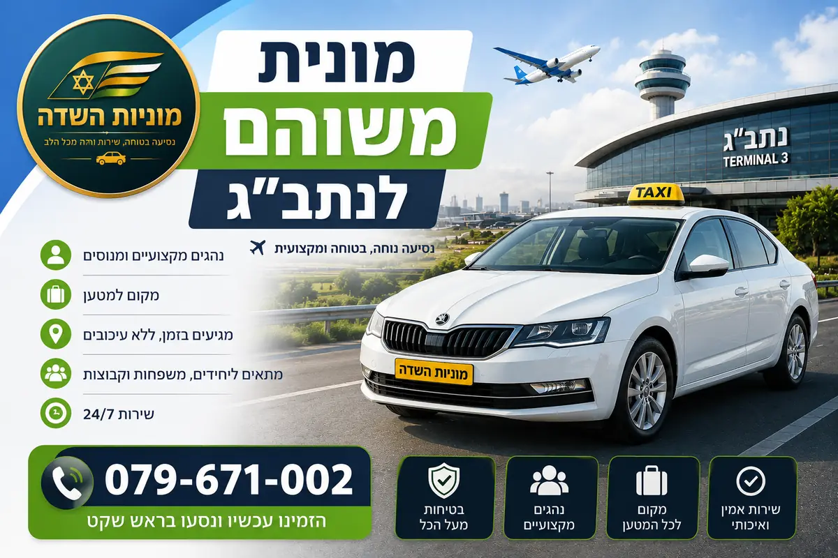 מונית משוהם לנתב"ג עם שירות הסעות נוח וישיר לשדה התעופה, מקום למטען ונהגים מקצועיים לנסיעה רגועה ובזמן